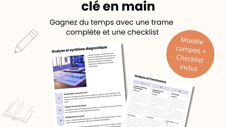 Bilan orthophonique de langage écrit – Trame complète clé-en-main (modèle PDF, checklist, fiche parents, exercices, annexes) La boutique Myodefi